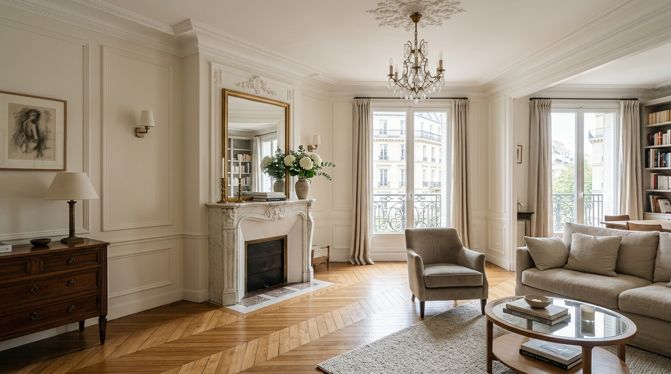 Use soft neutrals with one elegant accent tone